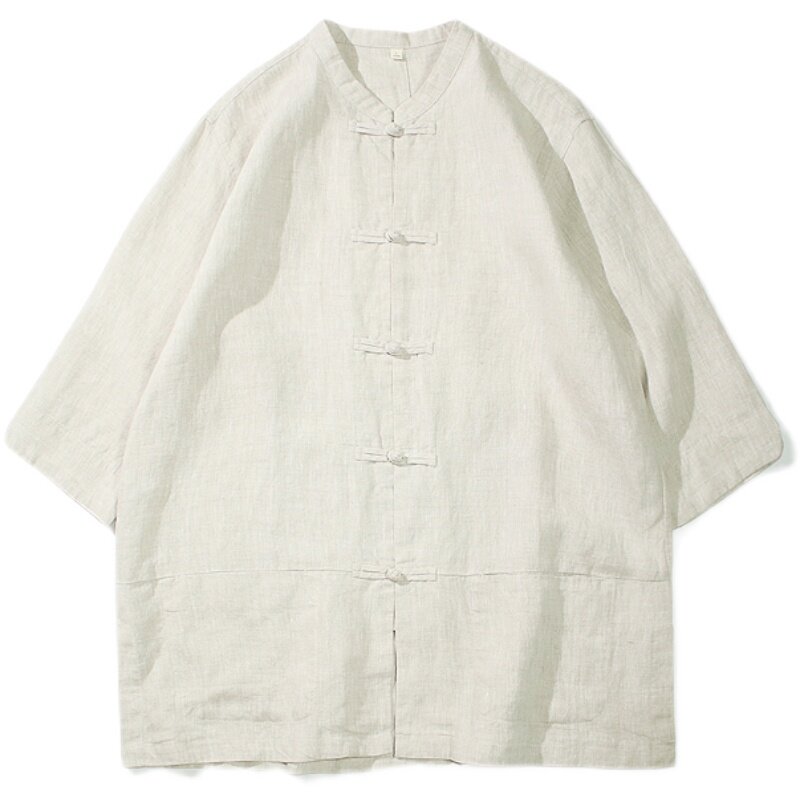 2024夏风男装棉麻亚麻唐装汉服短袖五分袖衬衫C229/Y604/P55,男装衬衫,电商C229