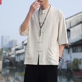 2024夏风男装亚麻唐装汉服短袖五分袖衬衫衬衣C229/Y604/P55，男装衬衫，电商C229