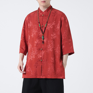 2024春夏风男装盘扣中式唐装汉服五分袖衬衫C229-Y905-P70