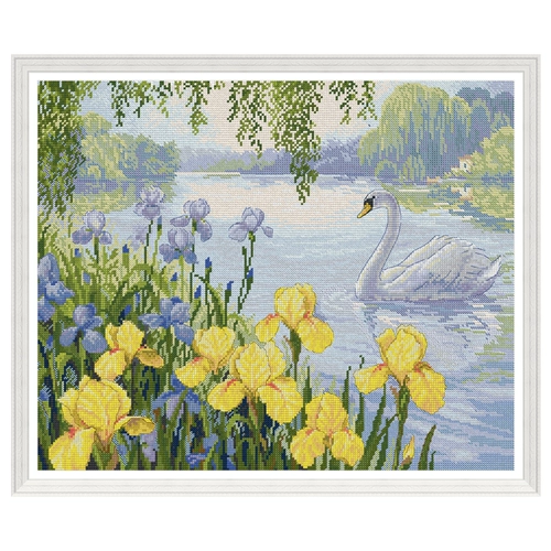 春天十字绣 Полная вышивка, новая линия, вышивка, Лебединое озеро, пейзаж для гостиной и ресторана, ручная вышивка, декоративная живопись