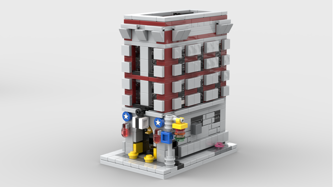 moc迷你街景建筑捉鬼敢死队消防大楼 适用乐高小颗粒拼装积木玩具