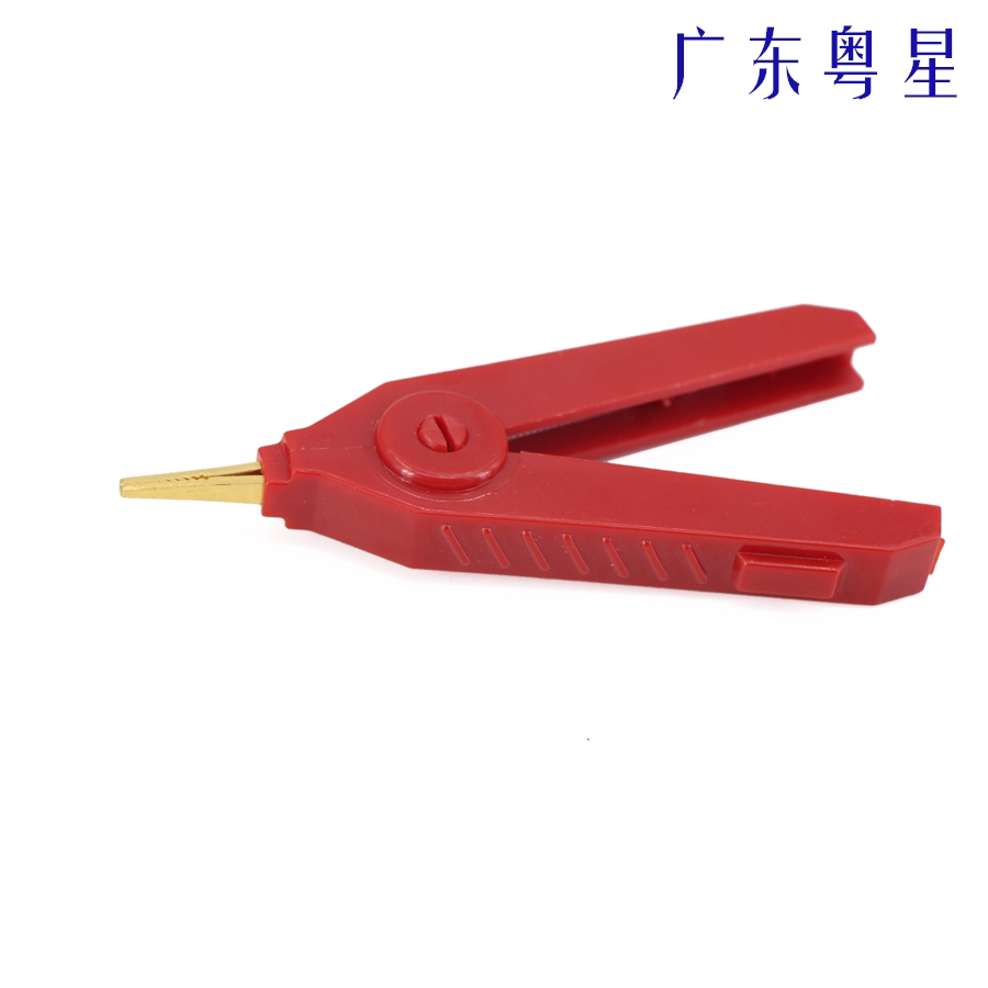 优质纯铜镀金鸭嘴夹大号90mm高压夹开尔文测试夹扁嘴无齿全铜夹
