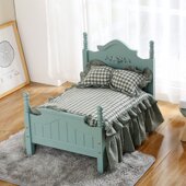 四季 通用实木宠物床田园公主床狗狗床泰迪比熊床木床狗狗窝猫咪窝