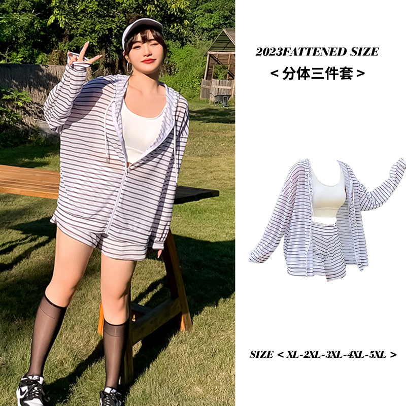 翔微儿女分体三件套平角裤泳衣