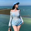 比基尼分体泳衣女大码 遮肚显瘦纯欲风海边度假温泉 胖mm三件套罩衫