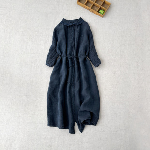 裙子 高品质汉麻宽松休闲连衣裙文艺范高端麻料女士中长款 夏季 新款