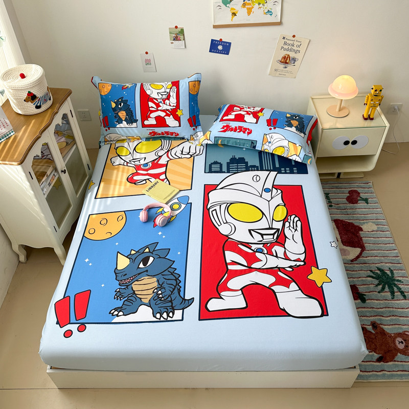 奥特曼纯棉床单单件100全棉宿舍被单儿童卡通床笠枕套2三件套男孩