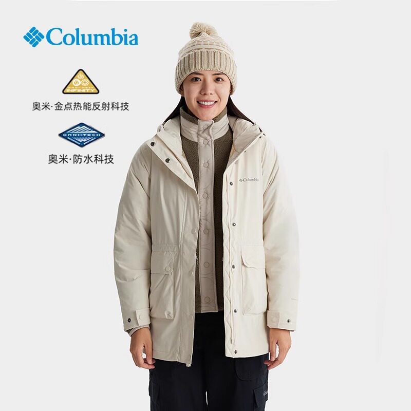 哥伦比亚羽绒服女秋冬金点保暖热能防水鹅绒冲锋羽绒外套XR1085