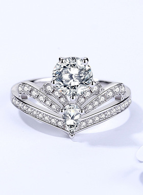 欧美风百搭通勤莫桑石纯银戒指