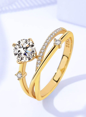 独特设计欧美风莫桑石纯银戒指