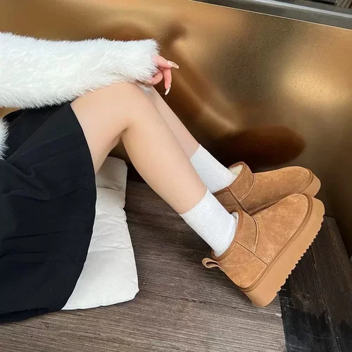 防滑冬季韩版棕色保暖男女同款