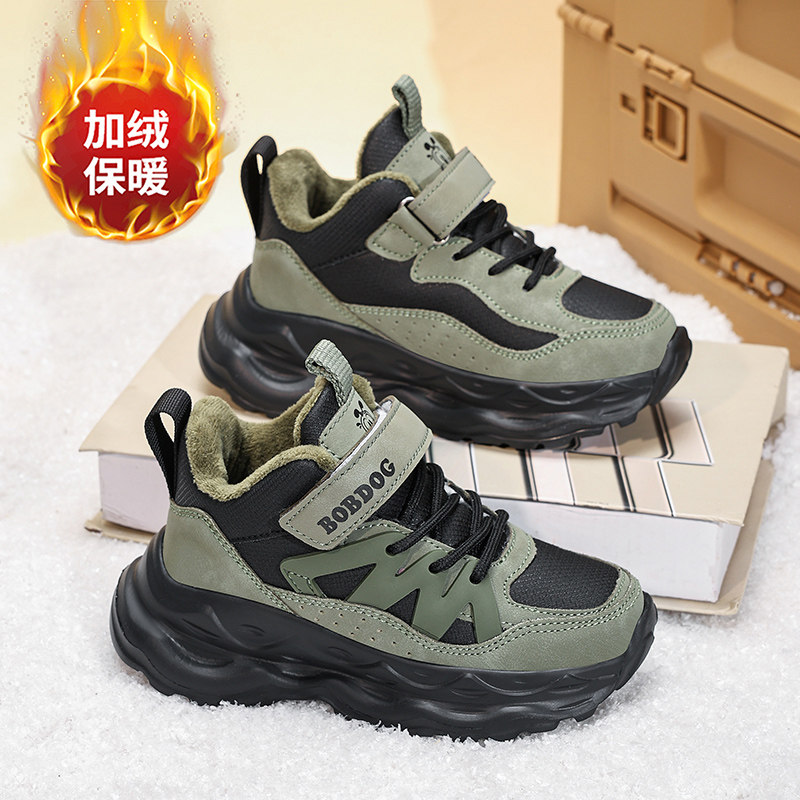 巴布豆男童加绒运动鞋冬季新款