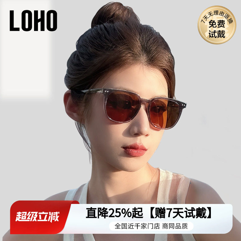 LOHO墨镜女款2026新款潮流时尚GM小框偏光茶色防晒紫外线太阳眼镜