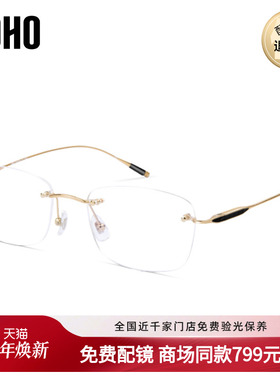 LOHO商场同款纯钛无框眼镜超轻镜金丝无边框男士商务方形LH01015