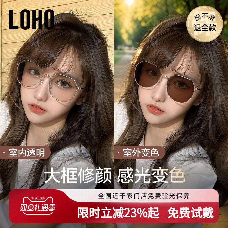 LOHO超轻感光变色防蓝光眼镜