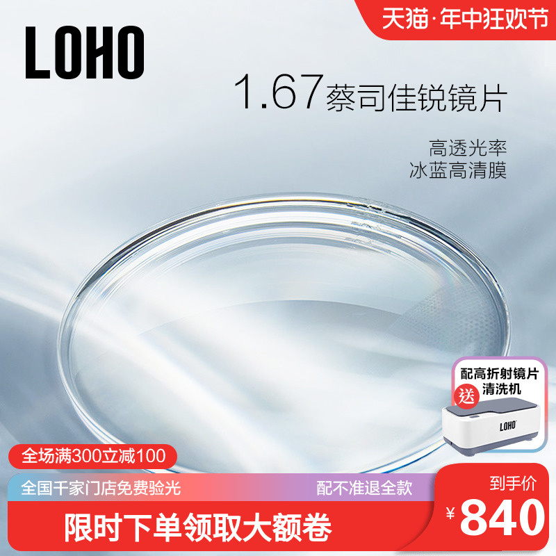 LOHO×蔡司佳锐1.67单光镜片2片装非球面1.60定制近视配度数1.56-封面