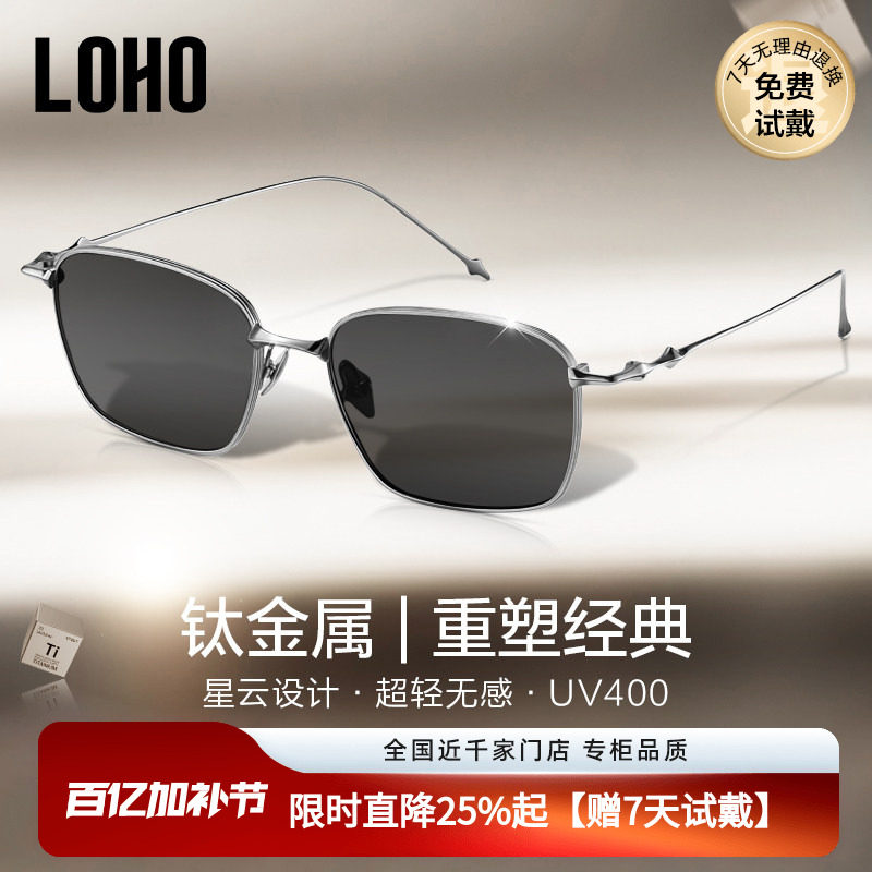 LOHO2026新款纯钛超轻金属太阳镜墨镜男款开车驾驶防晒飞行员方框