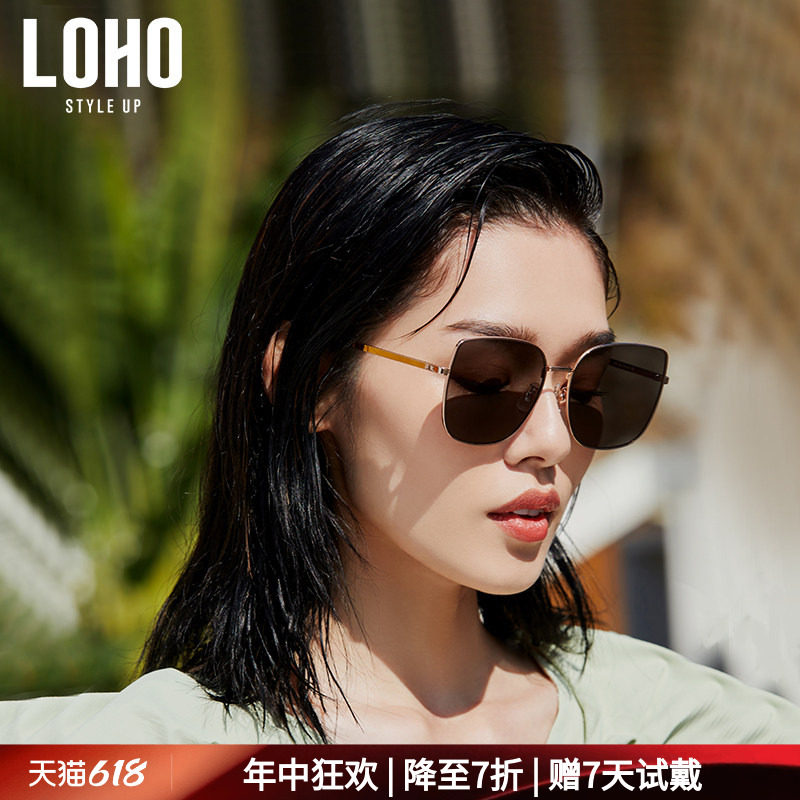 LOHO眼镜简约男女司机驾驶墨镜潮流金丝太阳镜新款经典方框防晒