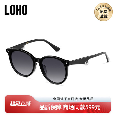 LOHO防晒墨镜无界纯平镜面复古圆
