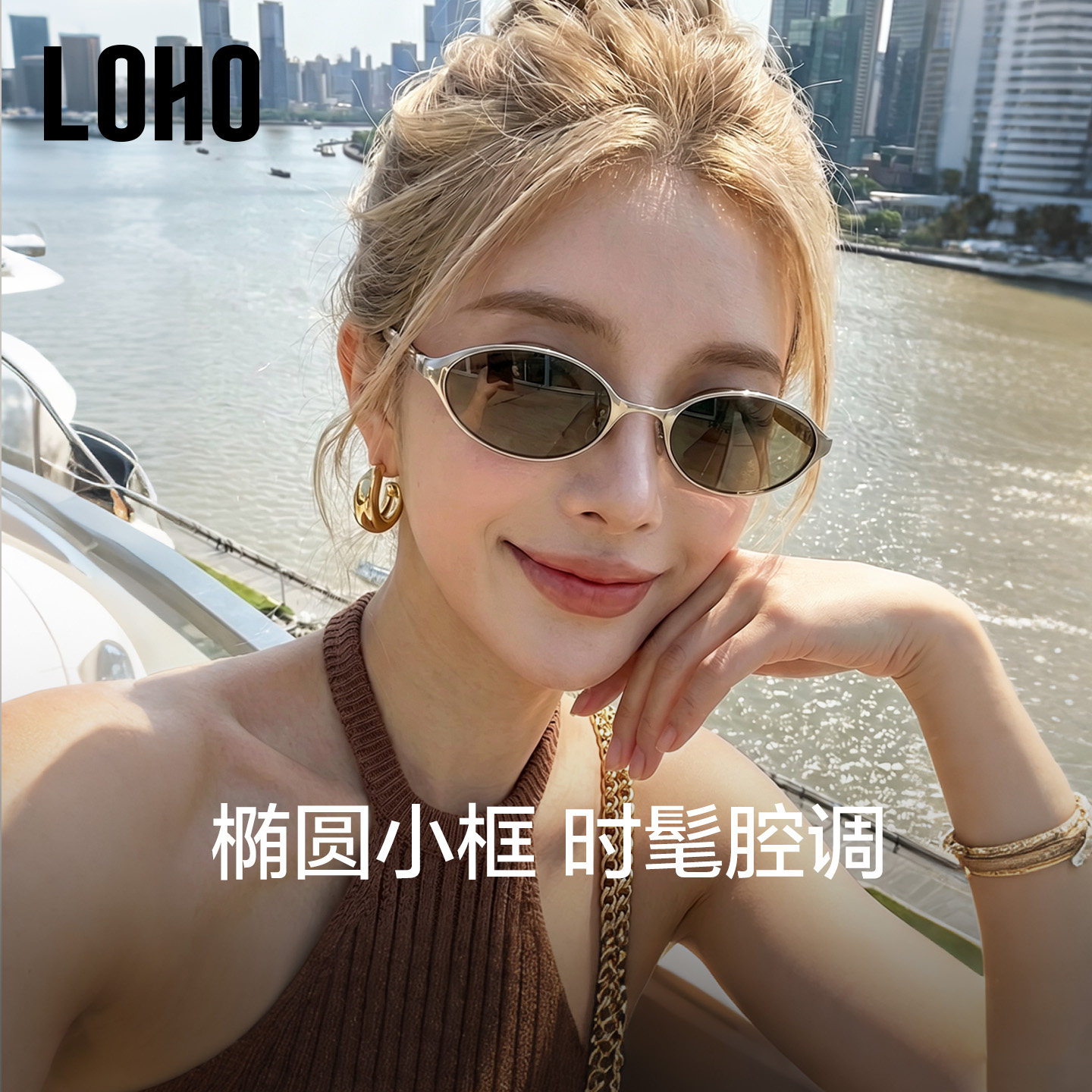 LOHO防晒老钱风偏光墨镜太阳镜图片