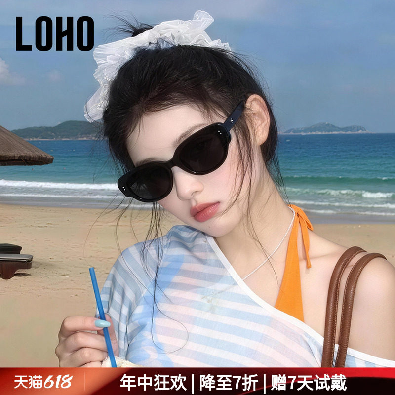 LOHO墨镜猫眼方圆脸显脸小女士偏光太阳眼镜防紫外线可配近视墨镜