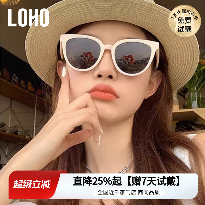 LOHO新款2026墨镜女太阳镜偏光防晒紫外线复古圆框高级感度假眼镜