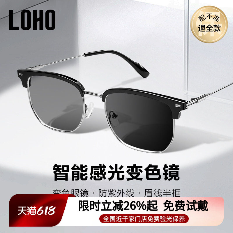 感光变色防蓝光近视眼镜