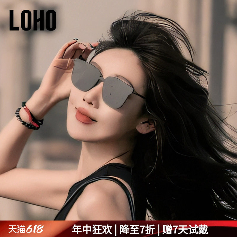 LOH0太阳眼镜女款显瘦显白高级感复古潮流金属方框渐变防晒墨镜女