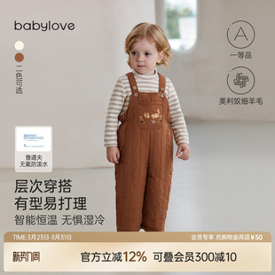 婴幼儿加厚长裤 babylove宝宝夹棉背带裤 子连体裤 保暖休闲裤 冬季