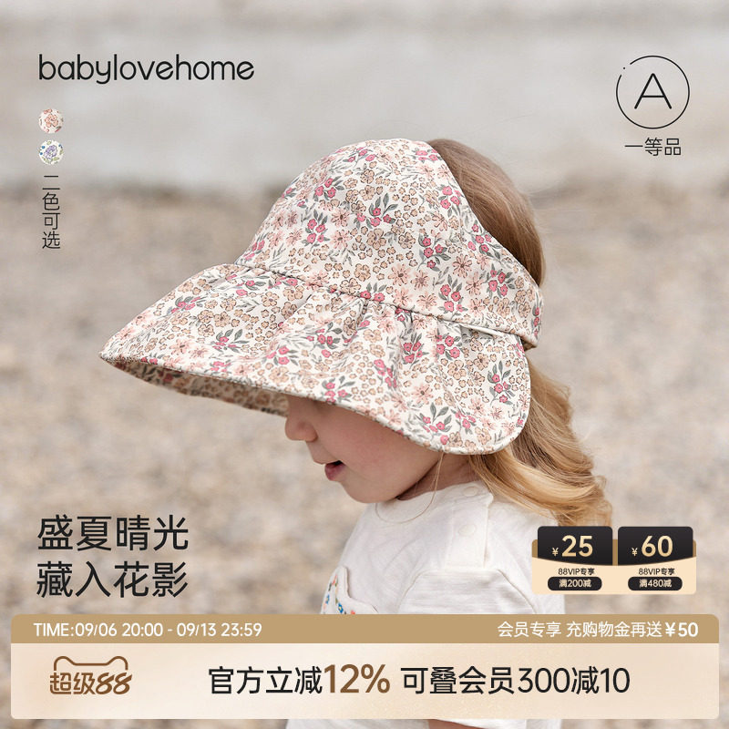 babylove女宝宝遮阳帽夏季大帽檐渔夫帽女童外出空顶帽百搭帽子图片