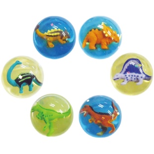 工厂直销橡胶弹力球恐龙3D公仔透明球儿童育教玩具