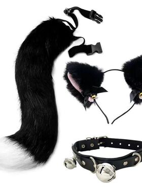 猫咪仿真兽耳毛绒头箍猫耳朵猫尾一整套cosplay发箍配饰狐狸套装