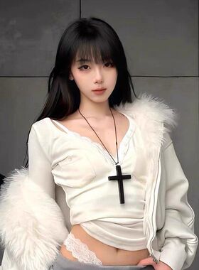 暗黑系复古木质十字架吊坠项链y2k辣妹朋克哥特亚文化百搭锁骨链