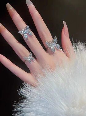 液态蝴蝶结开口戒指小众轻奢气质高级感精致个性时尚可调节食指戒