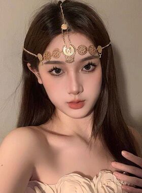波西米亚头饰复古额头链发饰眉心坠古风精灵异域风情仙女婚纱西域