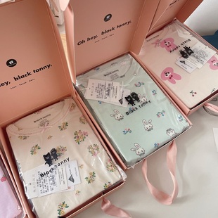 小黑托昵薄款儿童女童家居服秋衣裤儿童内衣无骨套装