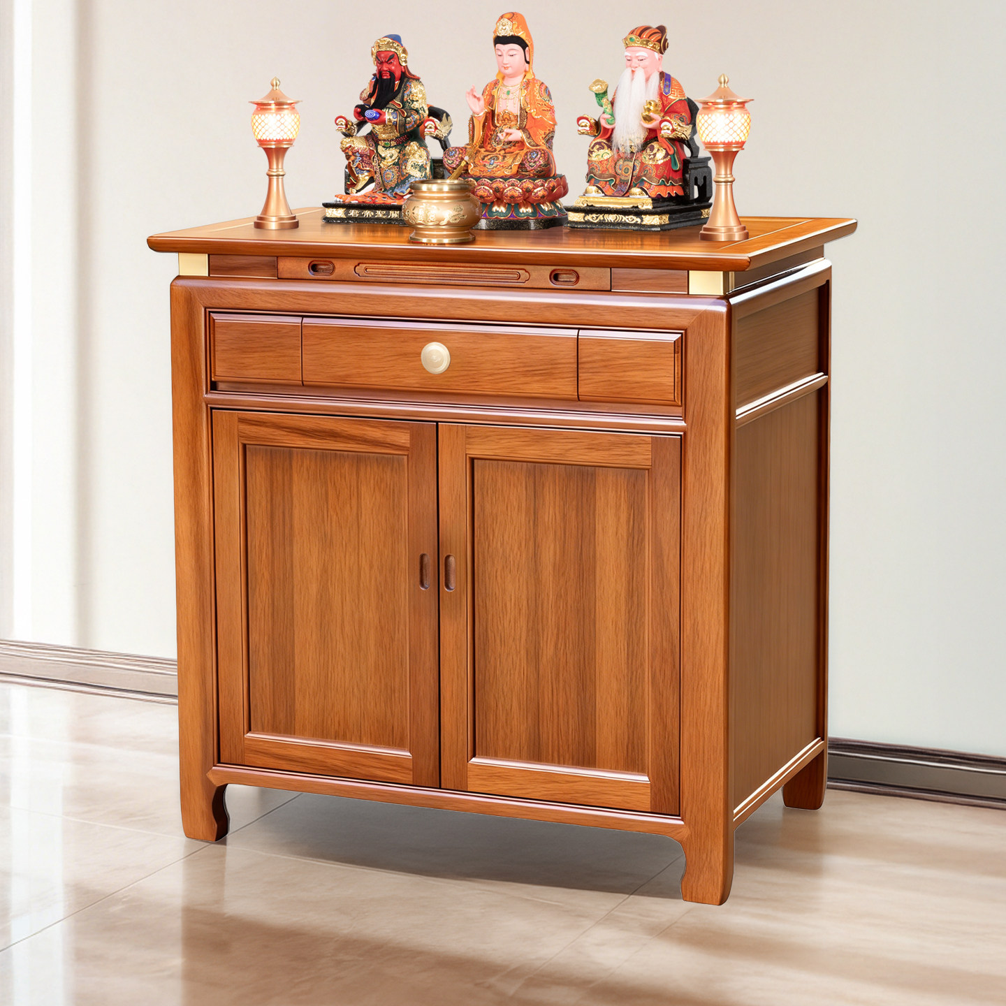 实木玄关柜家用新中式一体佛柜关公供桌客厅供奉神台贡桌观音佛台
