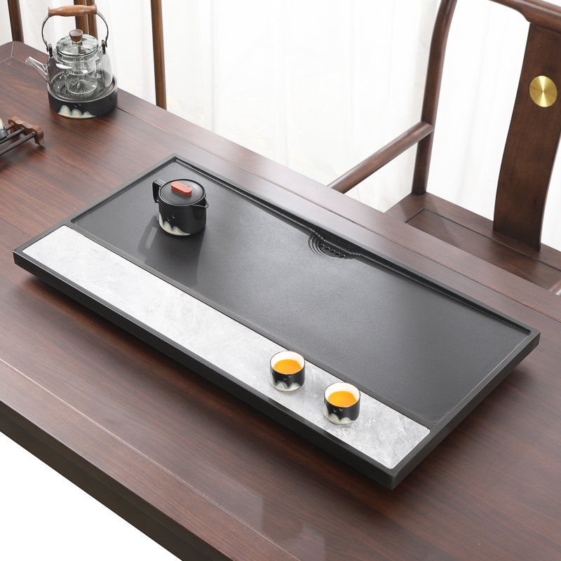 天然乌金石茶盘单盘家用简约茶具客厅整块高档石头茶海茶台盘托盘