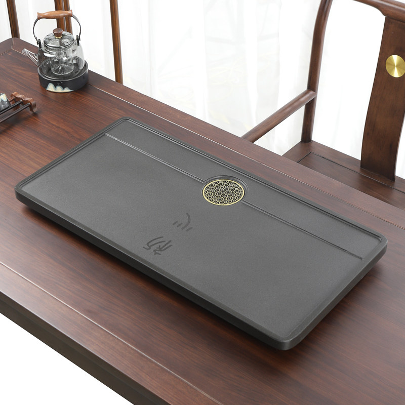 天然乌金石茶盘整块家用现代简约一体式高档客厅轻奢茶台石头单盘