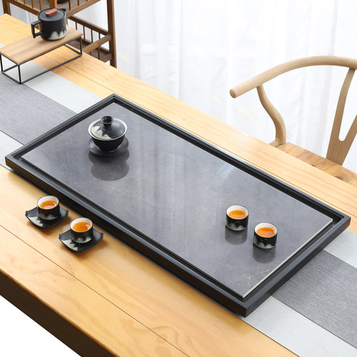 天然乌金石茶盘单盘家用简约茶具