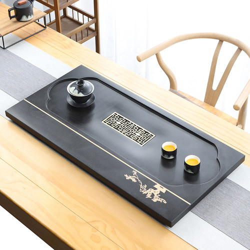 整块乌金石茶盘单盘天然石材一体