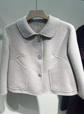 583S161商场同款气质小个子短款羊毛双面呢外套2025冬新款女上衣