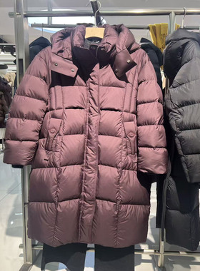 042R537商场同款时尚长款90白鸭绒保暖羽绒服2025冬季新款女外套