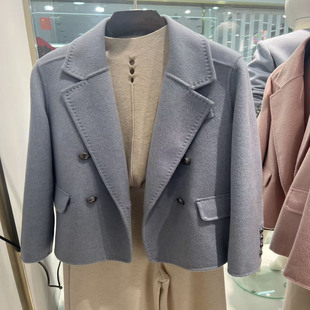 新款 双面羊绒大衣小个子羊毛呢子外套2025秋冬季 女 短款 高级感西装
