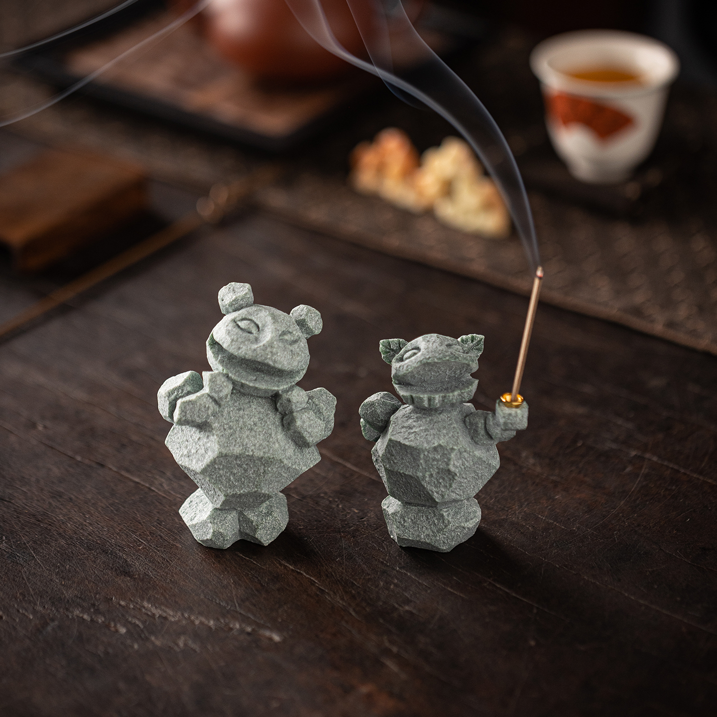 创意小石矶娘娘茶宠茶玩摆件可爱线香插笔架鱼缸造景盆栽园艺装饰