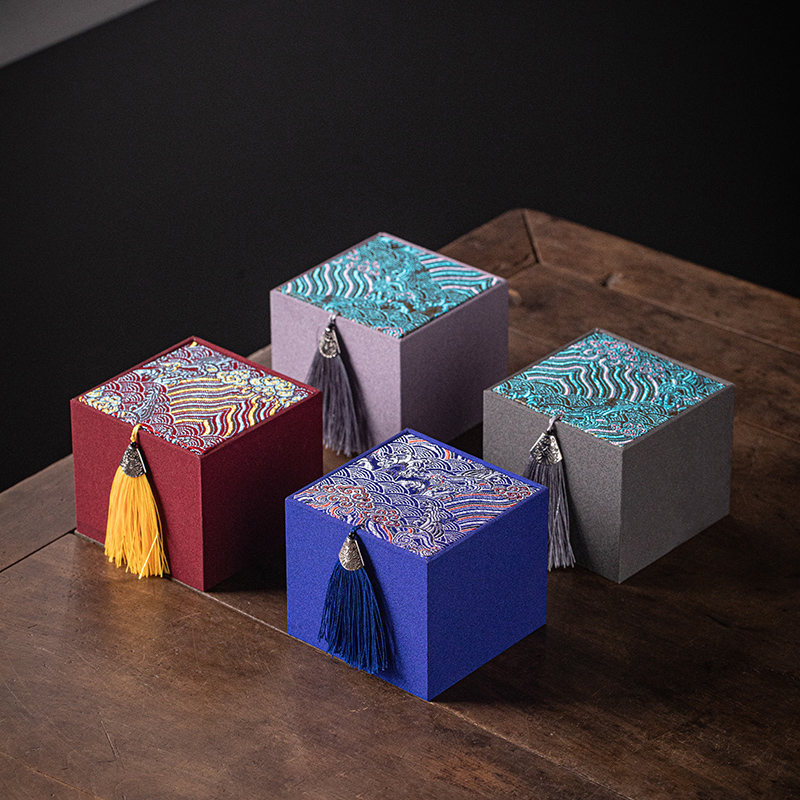 布艺包装盒新中式送礼品海浪花