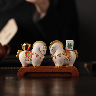 新中式马上发财摆件创意十二生肖马招财办公室桌面装饰高档送礼品