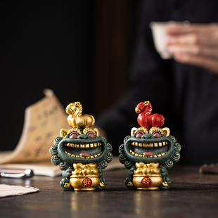 中式 饰 马年招财办公室桌面摆件本命年礼物立马发财家居客厅玄关装