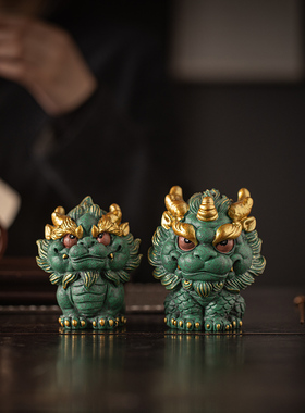 国潮麒麟招财瑞兽吉祥物桌面摆件文创礼物经书麒麟书房桌面装饰品