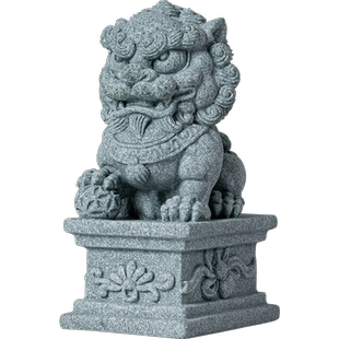 新中式雌雄石狮子一对招财摆件家居桌面庭院门口看门镇宅造景装饰
